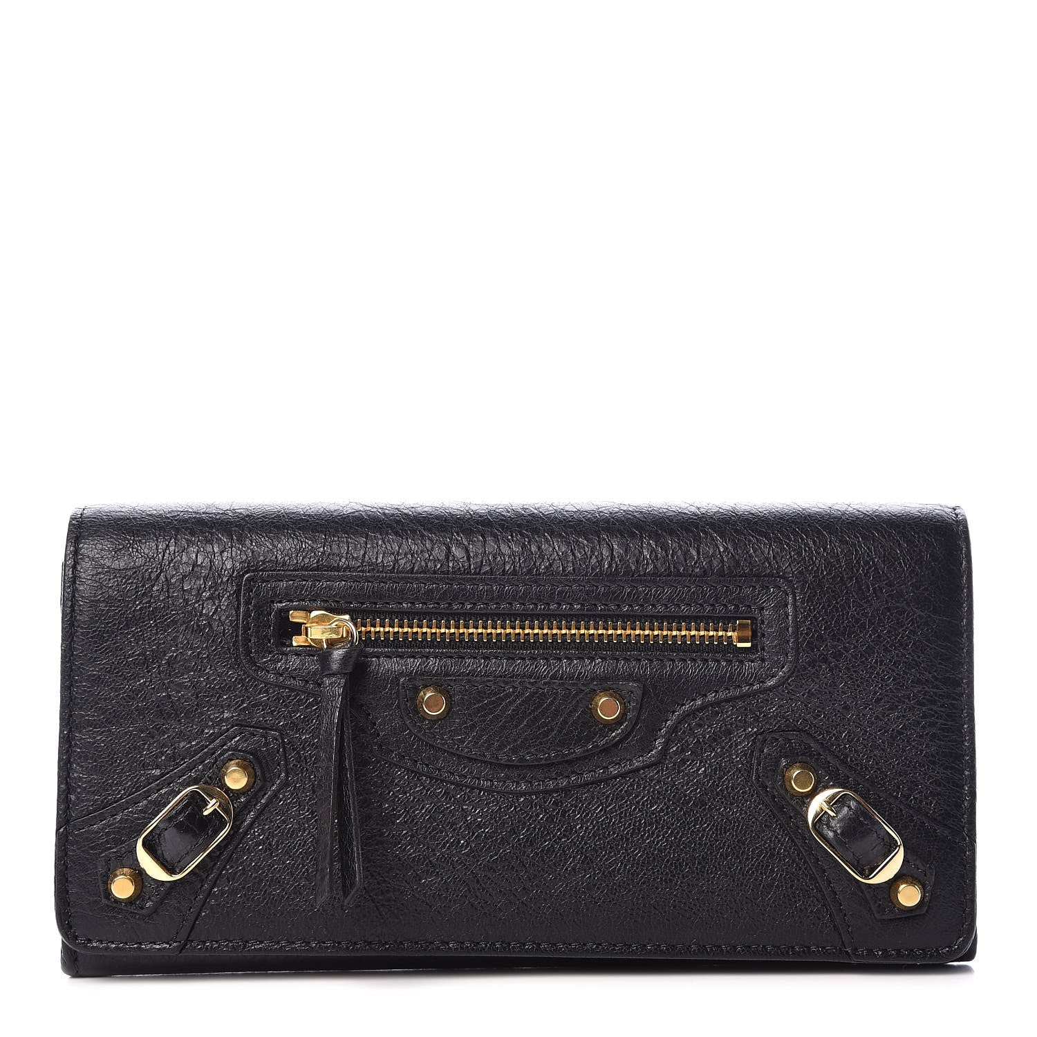 Balenciaga Agneau Classic Gold Hardware Money Wallet Black 1 of 9