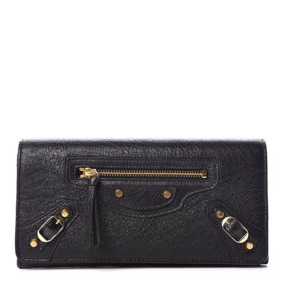 Balenciaga Agneau Classic Gold Hardware Money Wallet Black 1 of 9