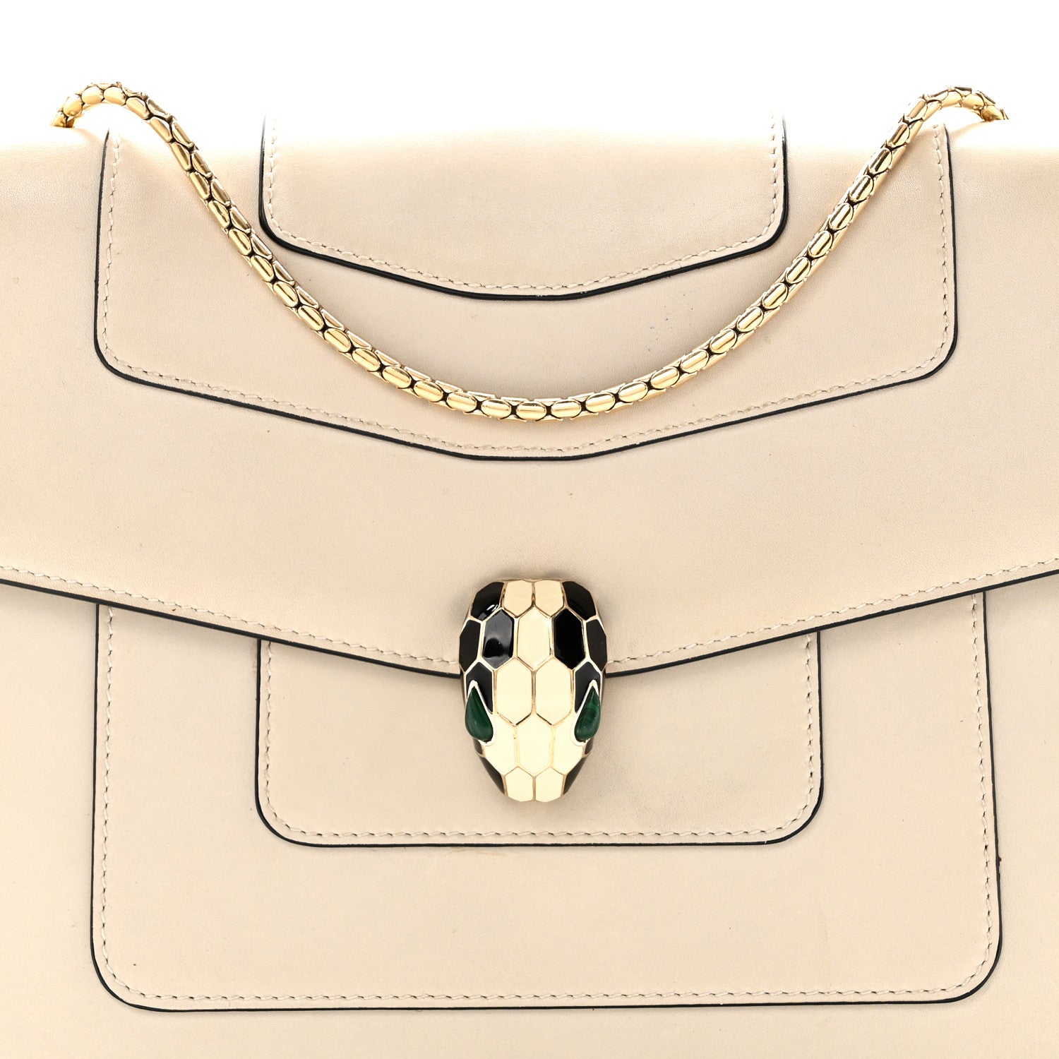 Bulgari Calfskin Serpenti Forever Crossbody Bag White Agate 7 of 10