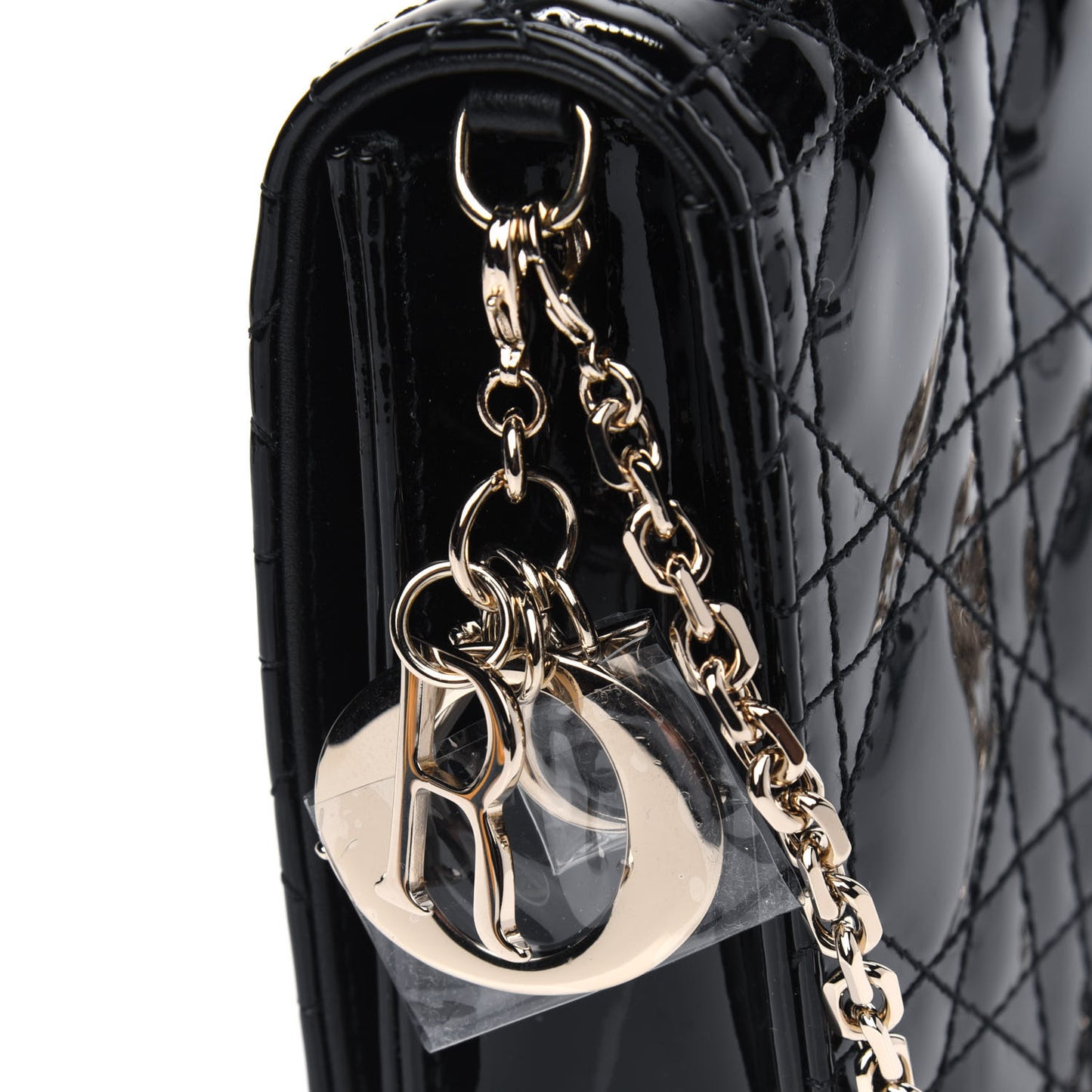 Patent Cannage Lady Dior Pouch Black