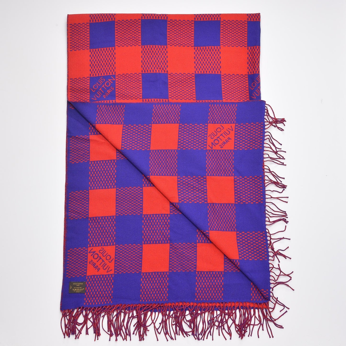 Wool Damier Masai Rug Shawl Rouge