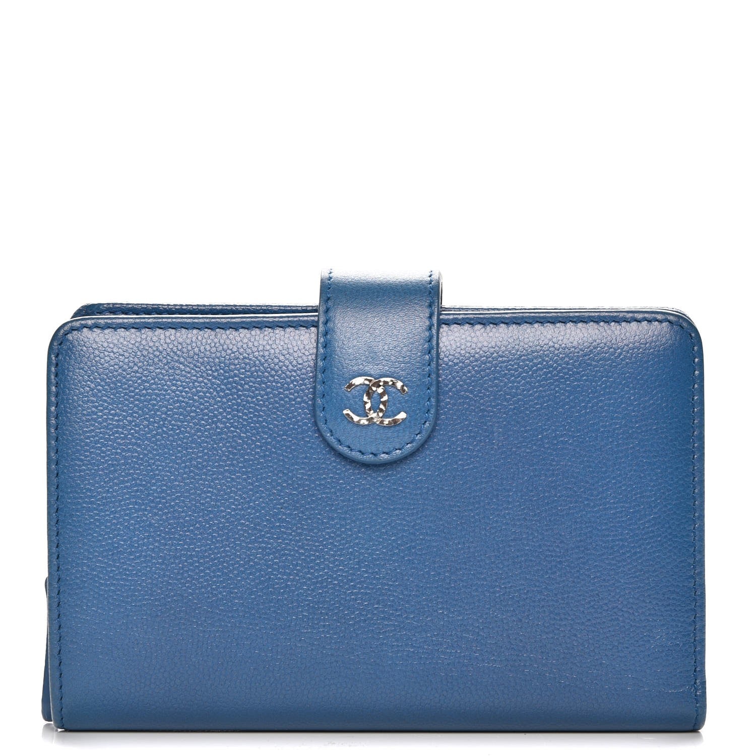 Chanel Caviar Sevruga Large Zip Pocket Wallet Dark Blue 1 of 10