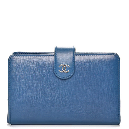 Chanel Caviar Sevruga Large Zip Pocket Wallet Dark Blue 1 of 10