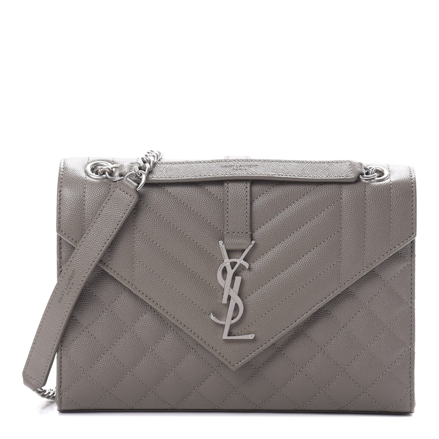Grain De Poudre Textured Mixed Matelasse Medium Triquilt Monogram Satchel Earth