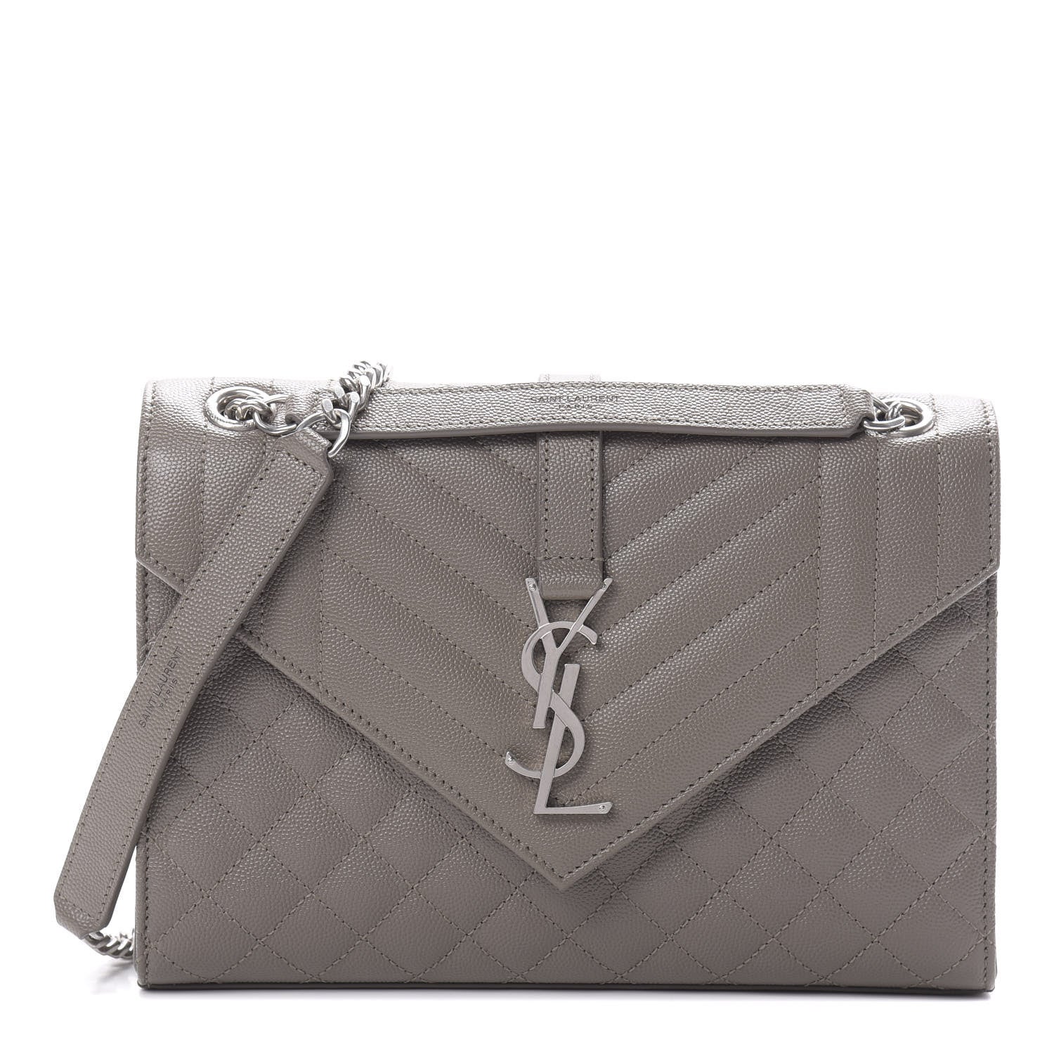 Saint Laurent Grain De Poudre Textured Mixed Matelasse Medium Triquilt Monogram Satchel Earth 1 of 10