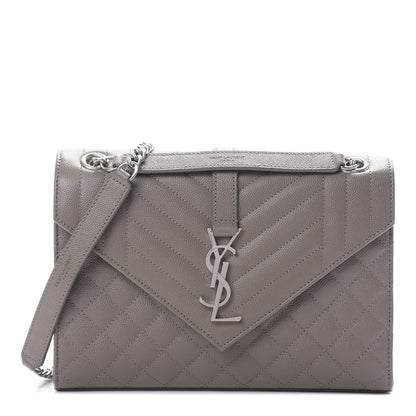 Saint Laurent Grain De Poudre Textured Mixed Matelasse Medium Triquilt Monogram Satchel Earth 1 of 10