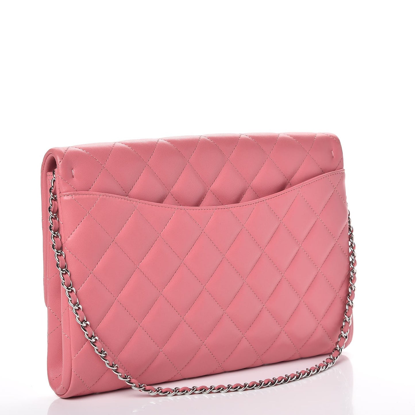 Lambskin Quilted Clutch With Chain Flap Pink