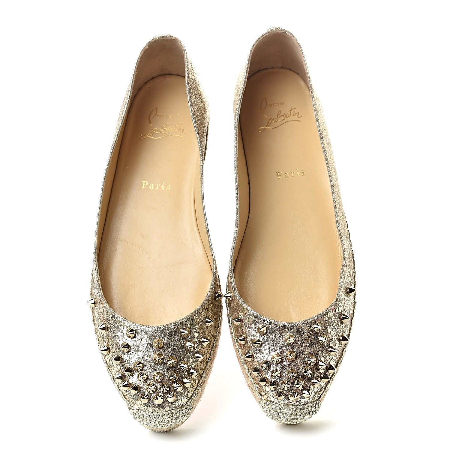 Christian Louboutin Glitter Aliochette Espadrilles 39 Gold 5 of 11