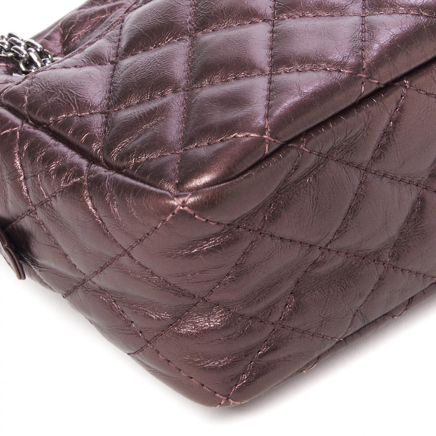 Metallic Aged Calfskin Quilted Medium Reissue Camera Case Pink