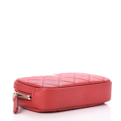 Chanel Caviar Quilted Small Curvy Pouch Cosmetic Case Dark Red 4 of 8
