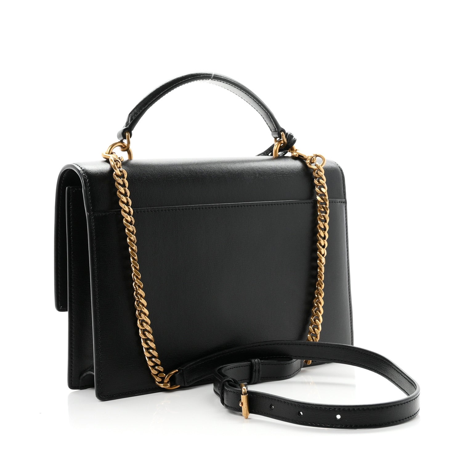 Saint Laurent Smooth Calfskin Medium Monogram Sunset Satchel Black 3 of 10