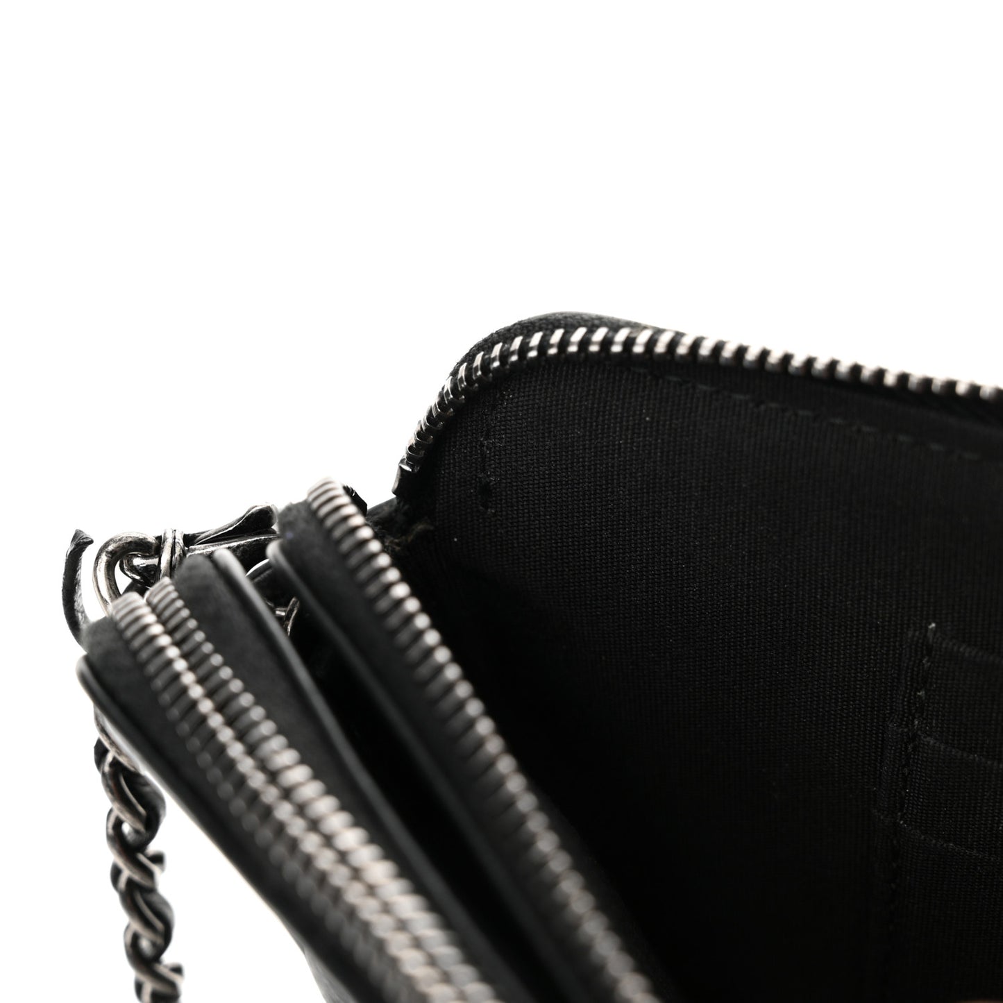 Calfskin Quilted Small Boy Clutch With Chain Black