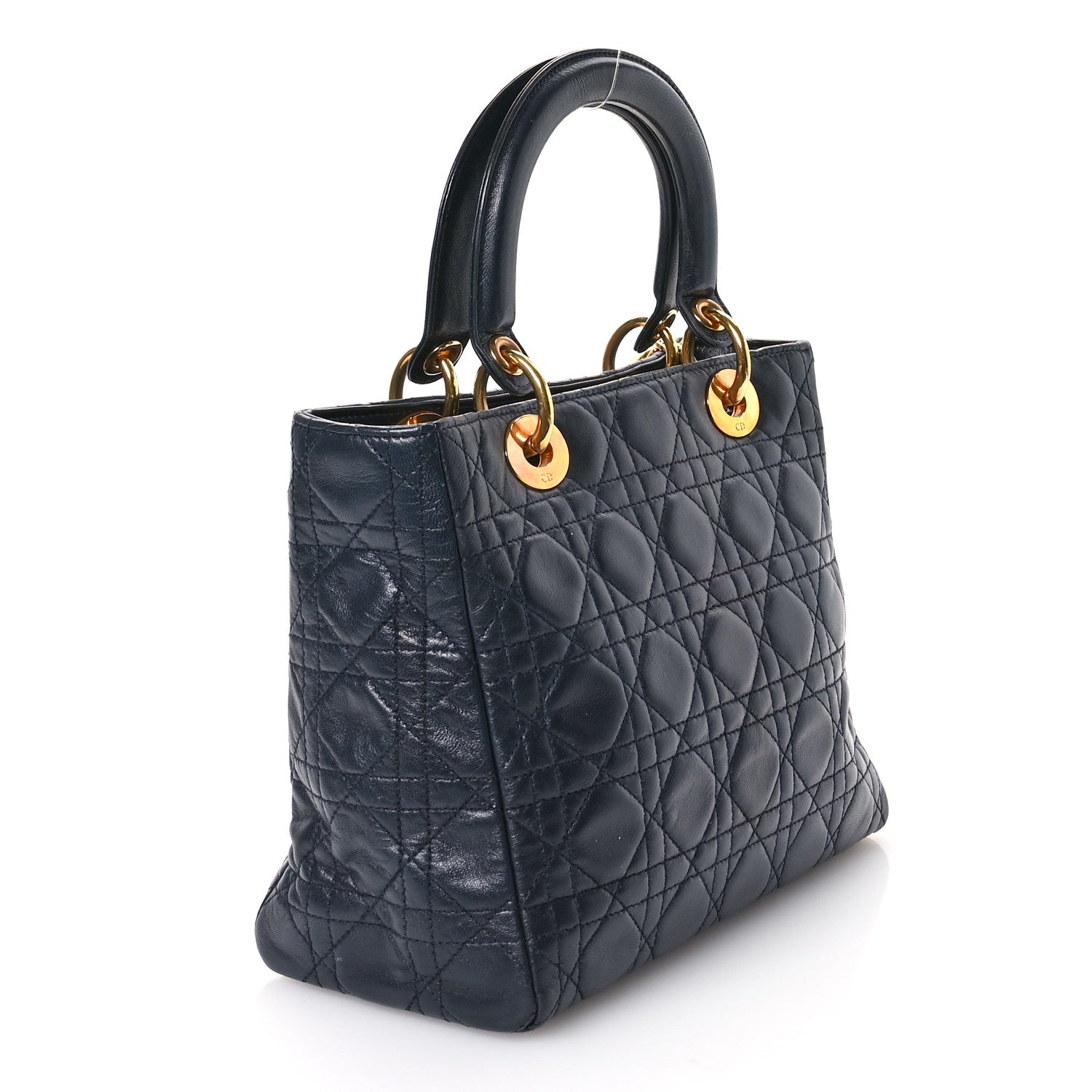 Christian Dior Lambskin Cannage Medium Lady Dior Navy Blue 3 of 11