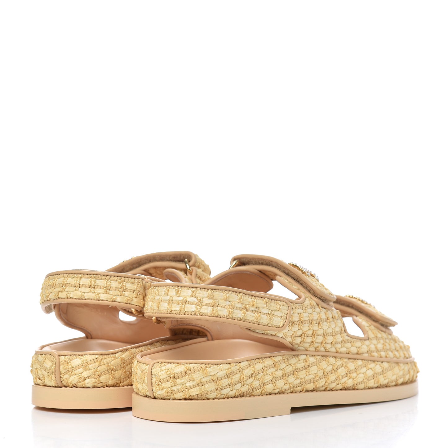 Braided Fabric Velcro Dad Sandals 36.5 Beige