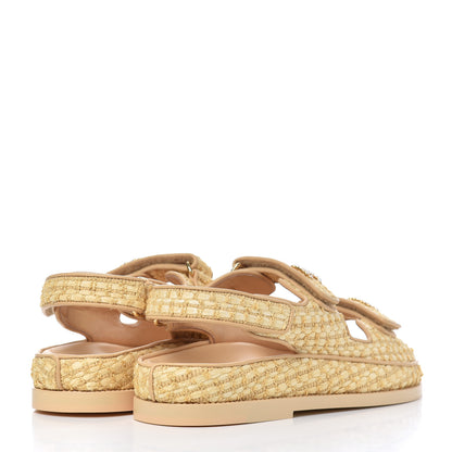 Chanel Braided Fabric Velcro Dad Sandals 36.5 Beige 4 of 12