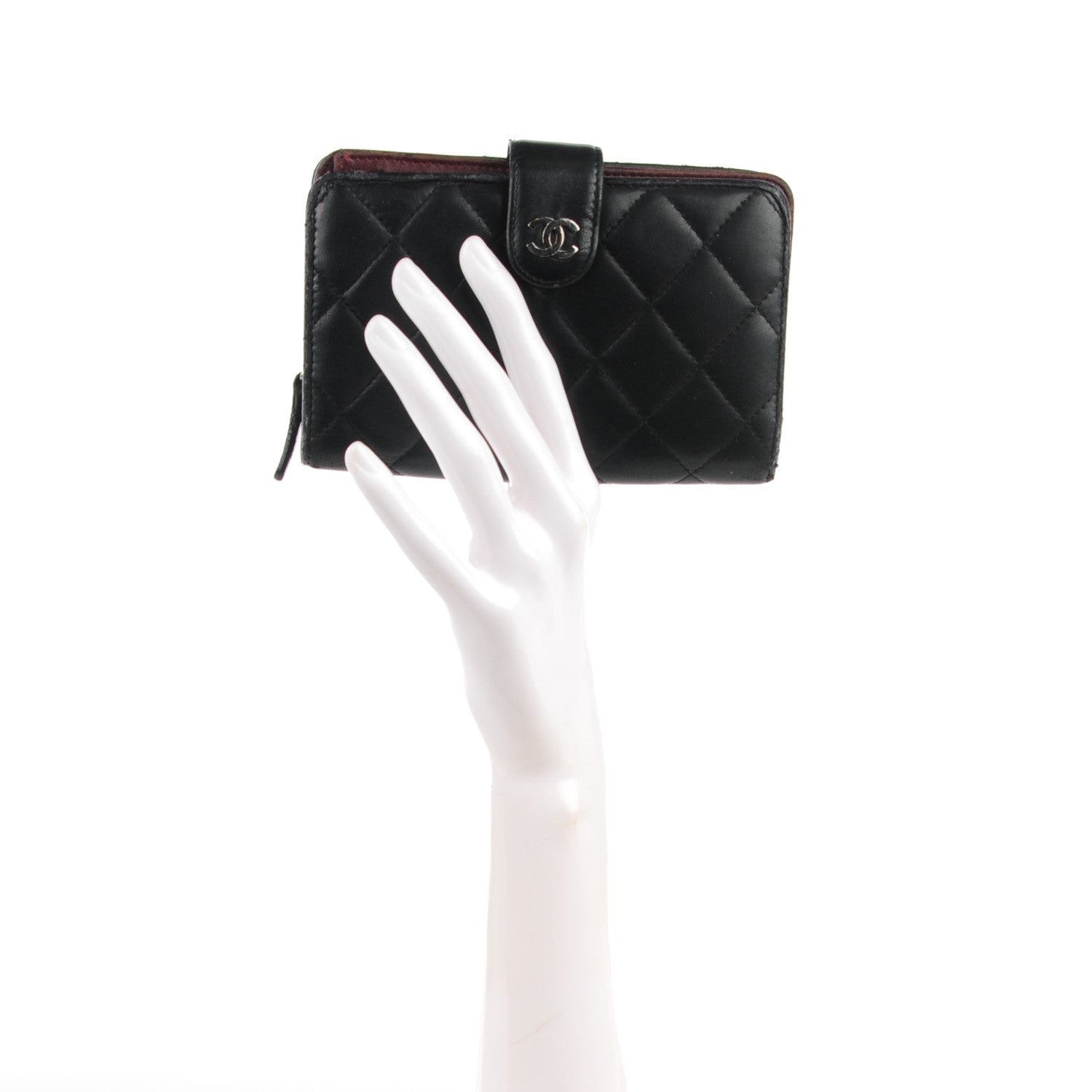 Chanel Lambskin Quilted L-Zip Pocket Wallet Black 2 of 8