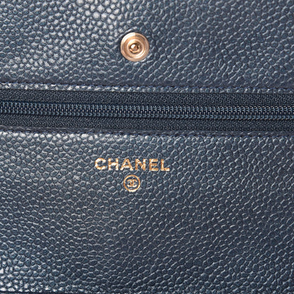 Chanel Iridescent Caviar Quilted Wallet On Chain WOC Blue 6 of 14