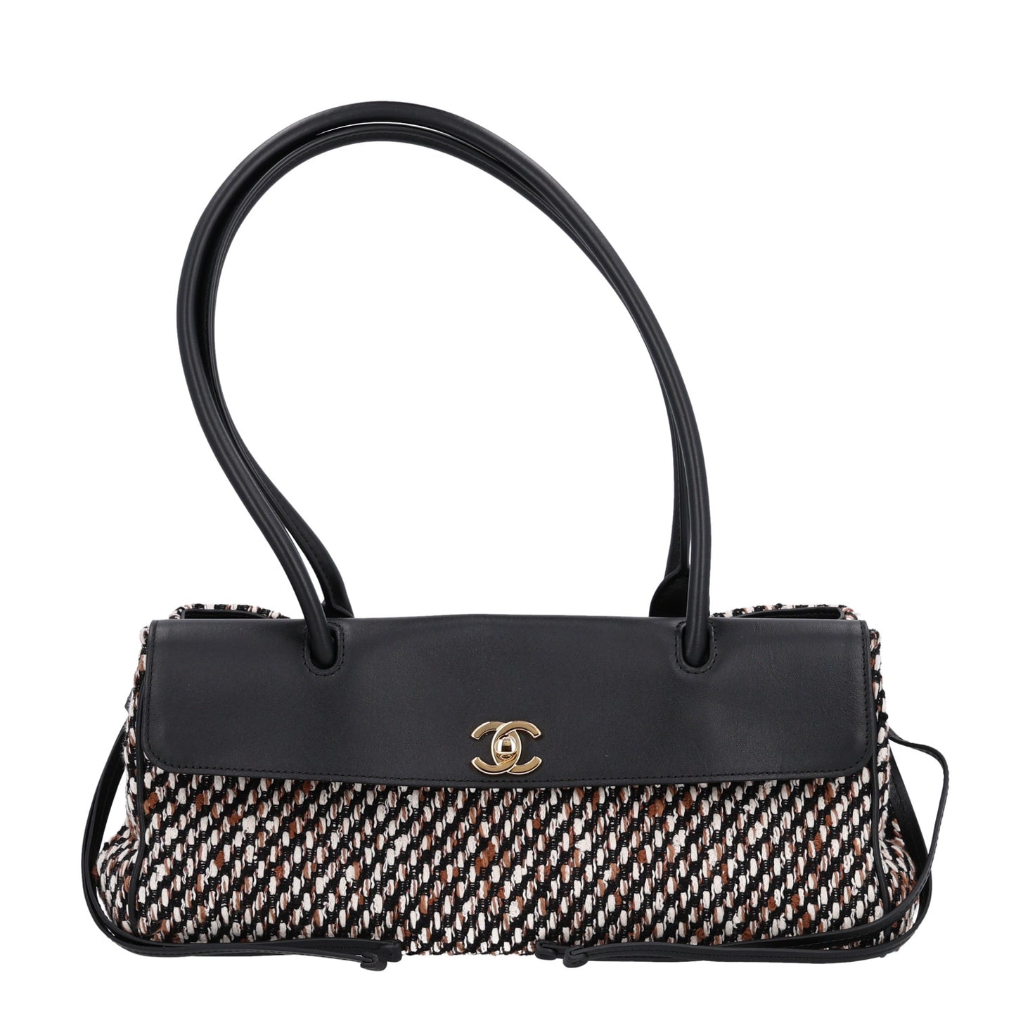 Tweed Calfskin Urban Essentials Small Shopping Bag Black Multicolor