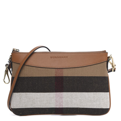 Burberry Mega Check Peyton Crossbody Clutch Bag Saddle Brown 1 of 11