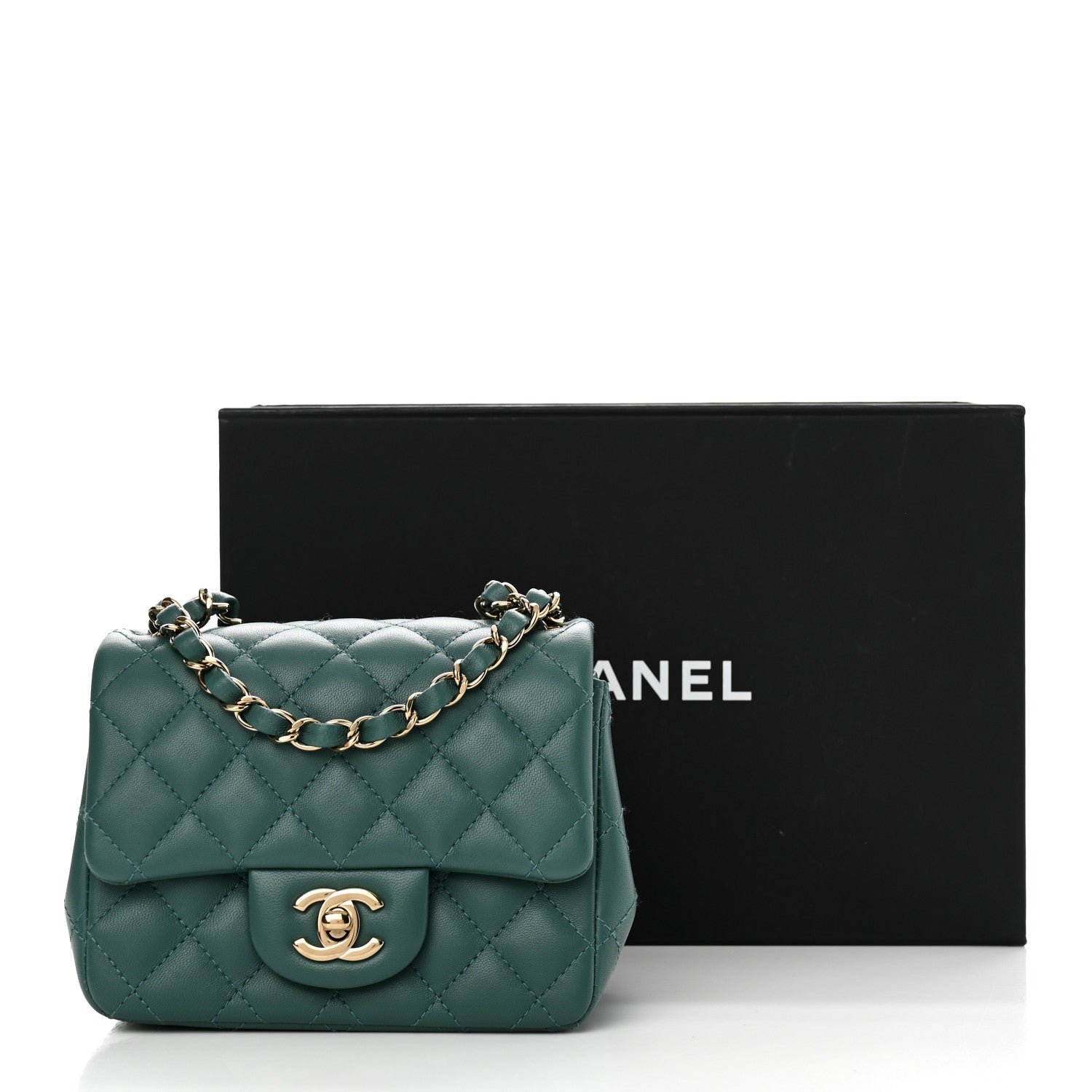 Chanel Lambskin Quilted Mini Square Flap Green 11 of 11