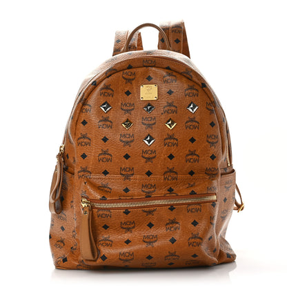 MCM Visetos Medium Sprinkle Stud Stark Backpack Cognac 1 of 11