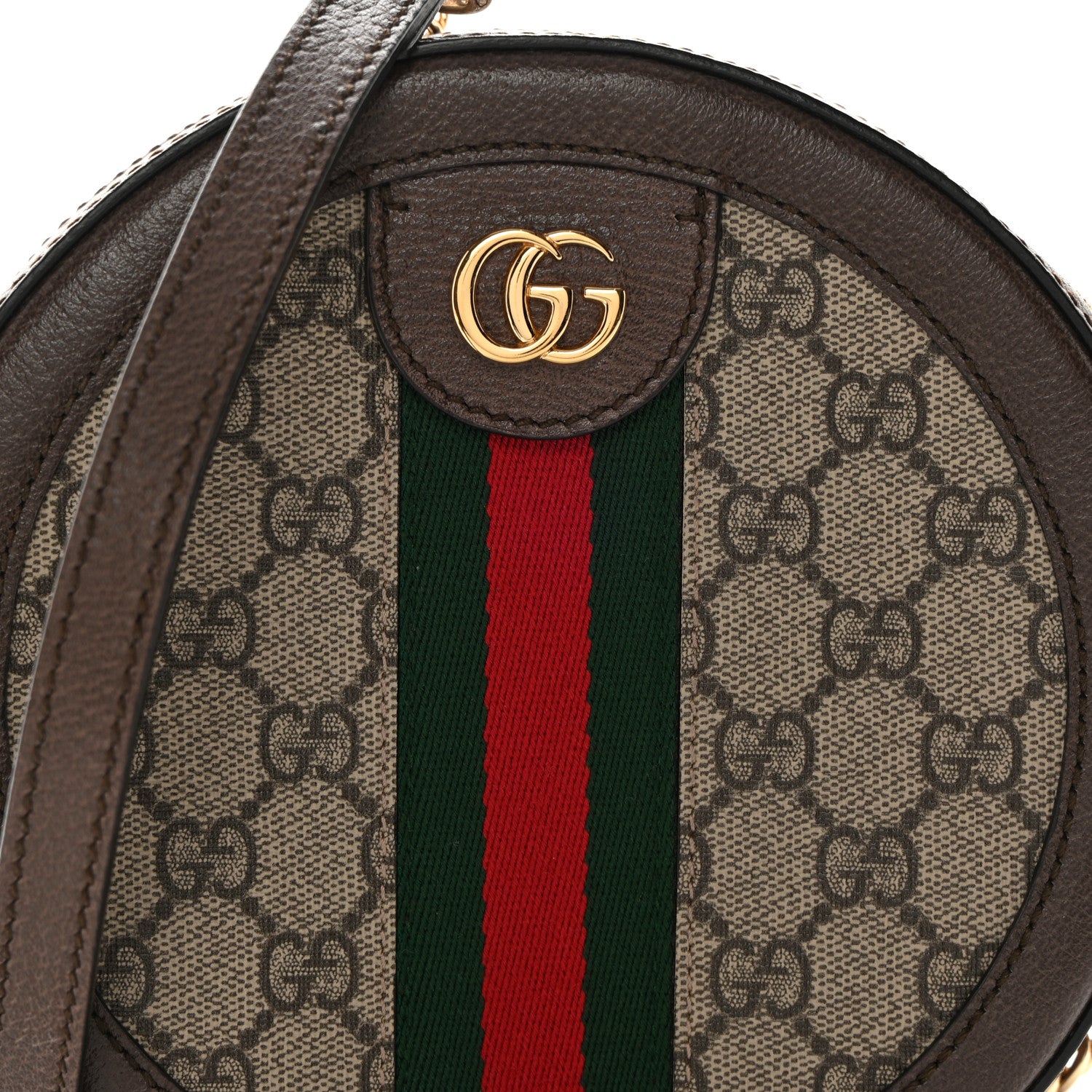Gucci GG Supreme Monogram Web Mini Ophidia Round Shoulder Bag Brown 8 of 12
