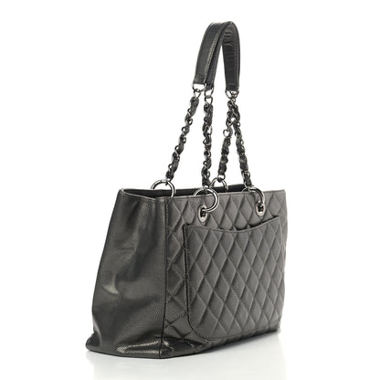 Chanel Metallic Caviar Quilted Grand Shopping Tote GST Dark Silver 3 of 11