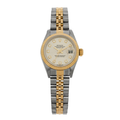Rolex Stainless Steel 18K Yellow Gold Diamond 26mm Oyster Perpetual Datejust Watch Silver 79173 1 of 5