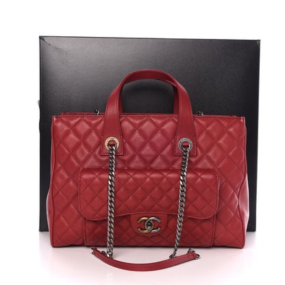 Chanel Caviar Quilted Large Casual Pocket Tote Red 10 of 10