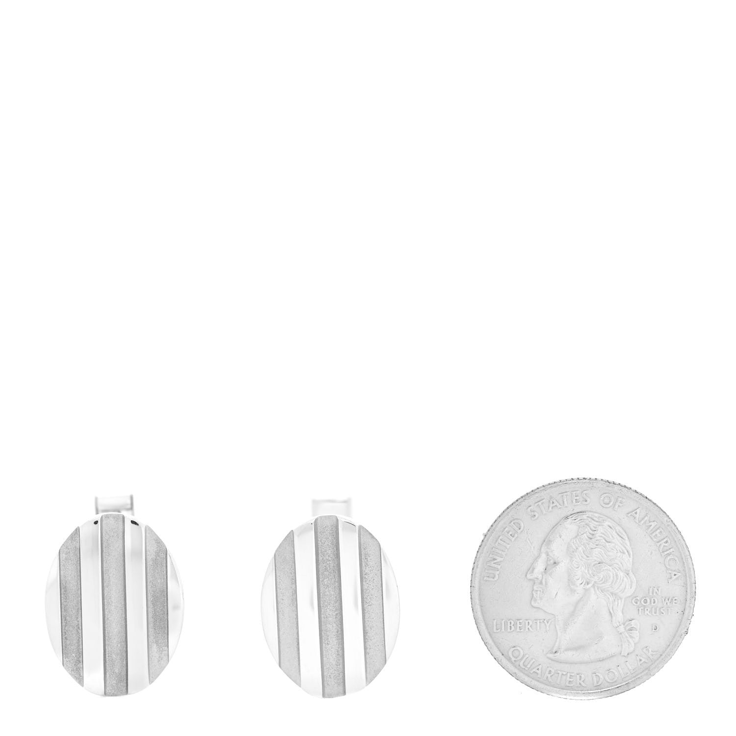 Tiffany Sterling Silver Grooved Oval Atlas Cufflinks 2 of 4