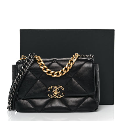 Chanel Shiny Goastskin Quilted Medium Chanel 19 Flap Black 9 of 9