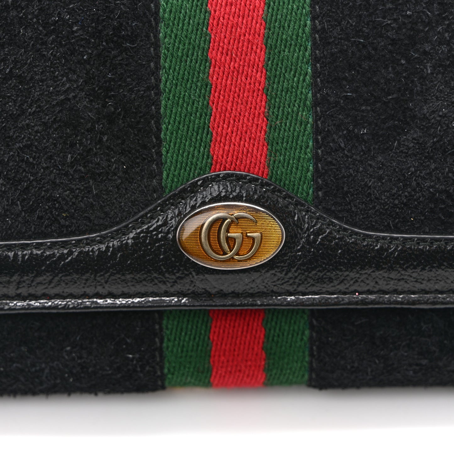 Suede Patent Web Ophidia Wallet On Chain Black
