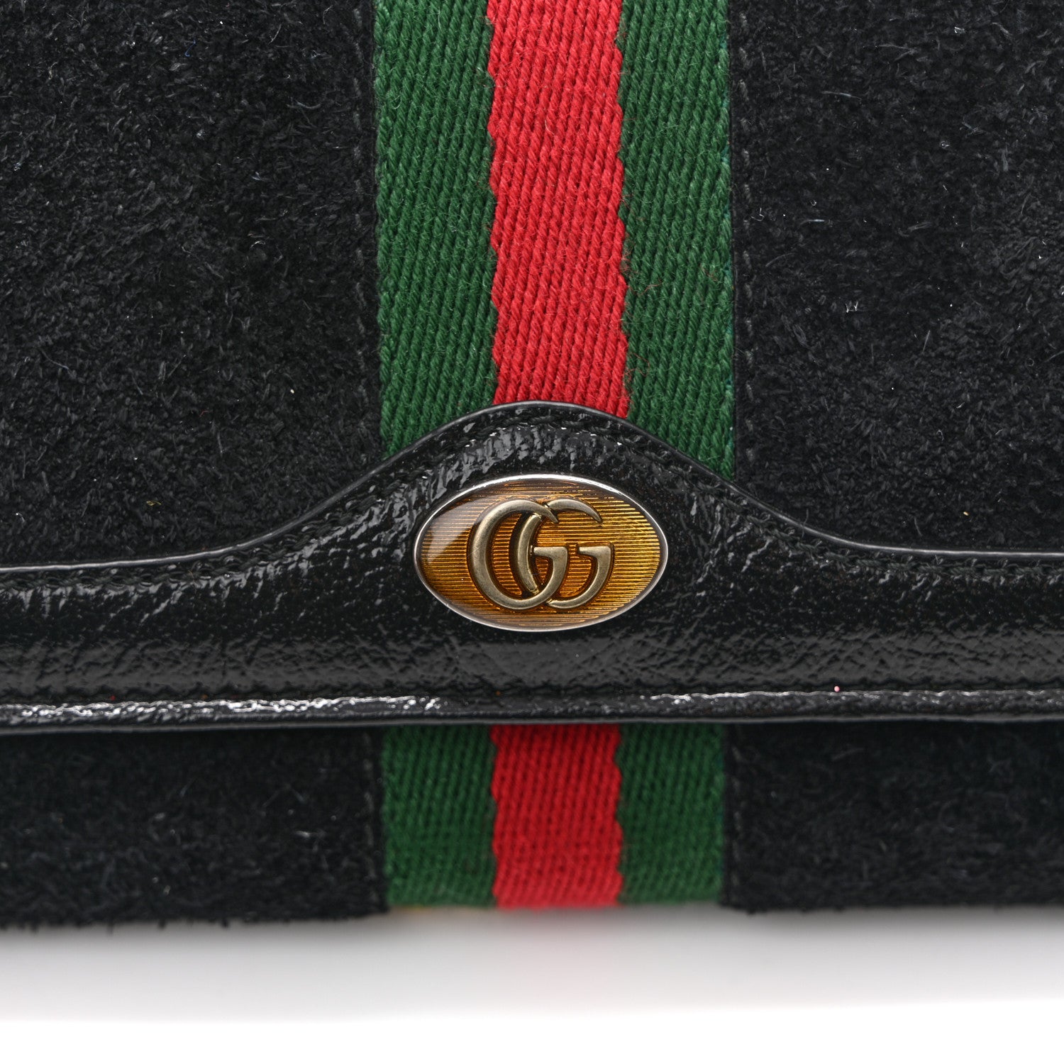 Gucci Suede Patent Web Ophidia Wallet On Chain Black 12 of 13