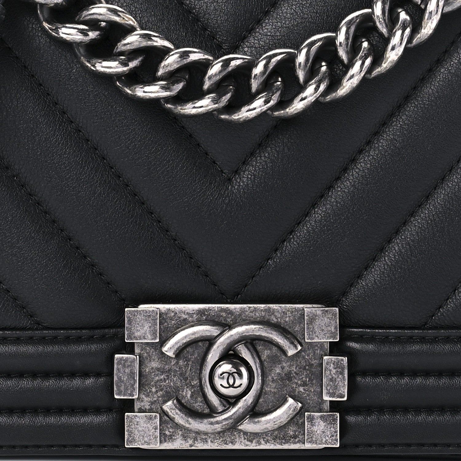 Chanel Calfskin Chevron Quilted Small Boy Flap Black 8 of 9
