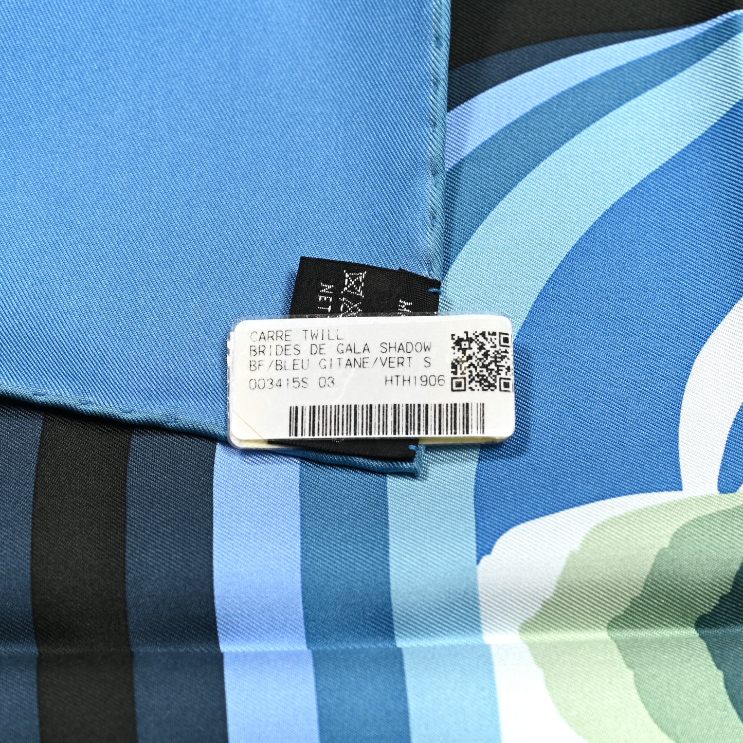 Silk Twill Brides De Gala Shadow Scarf 90 Bleu Gitane Vert