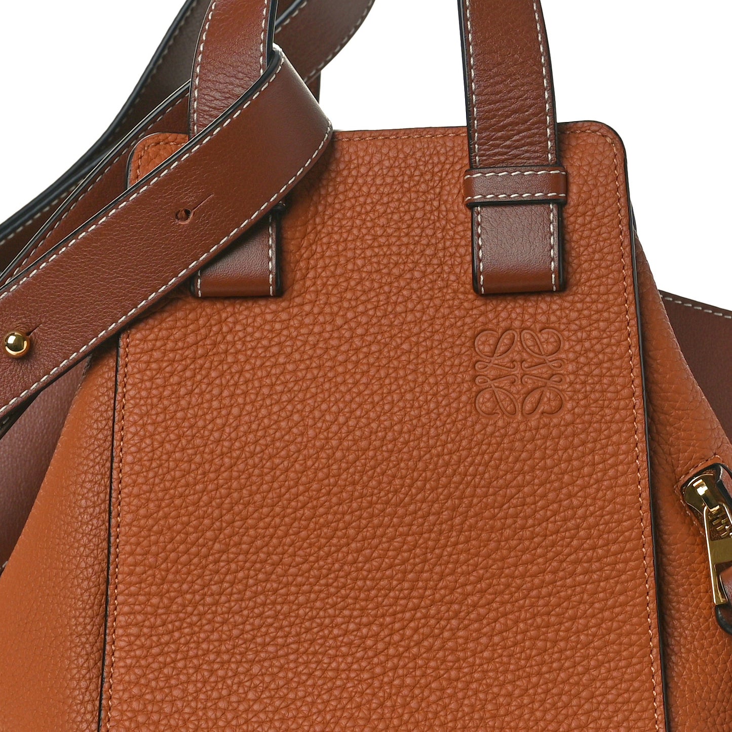 Grained Calfskin Medium Hammock Shoulder Bag Tan