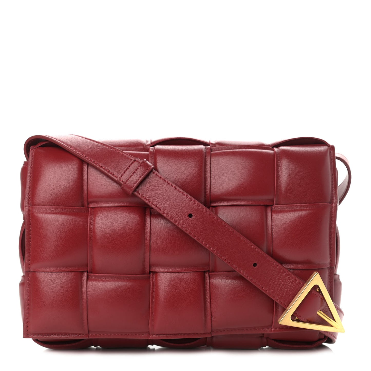 Nappa Maxi Intreccio Padded Cassette Crossbody Bag Dark Red