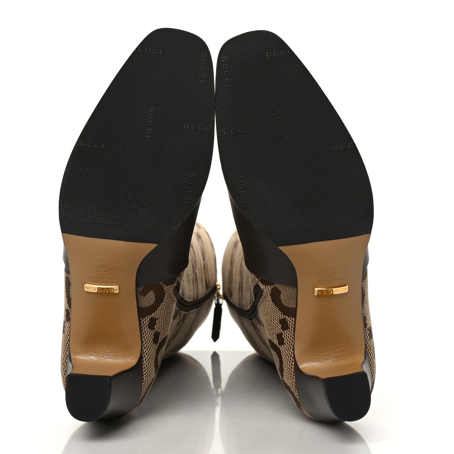 Monogram Jumbo GG Calfskin Interlocking G Anna Boots 38 Camel Ebony
