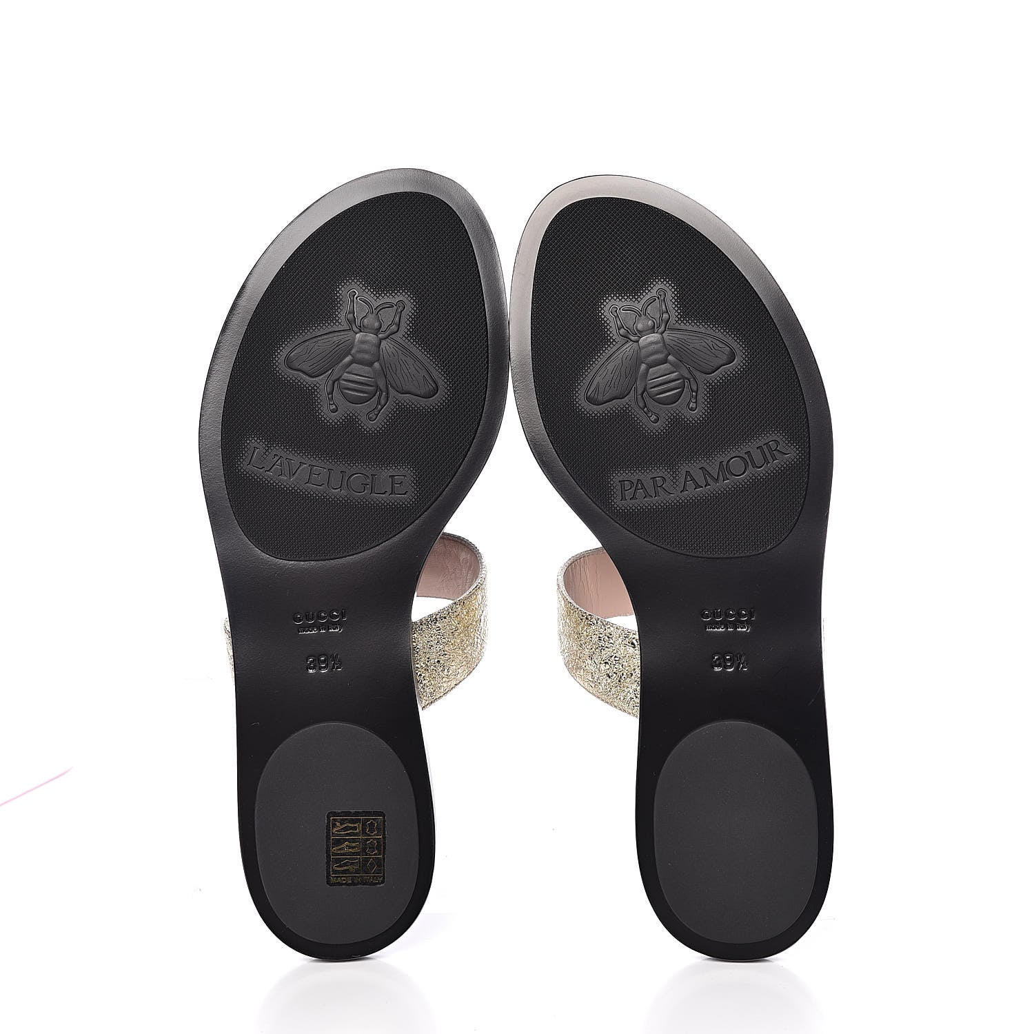 Gucci Metallic Calfskin Double G Thong Sandals 39.5 Platino 5 of 10