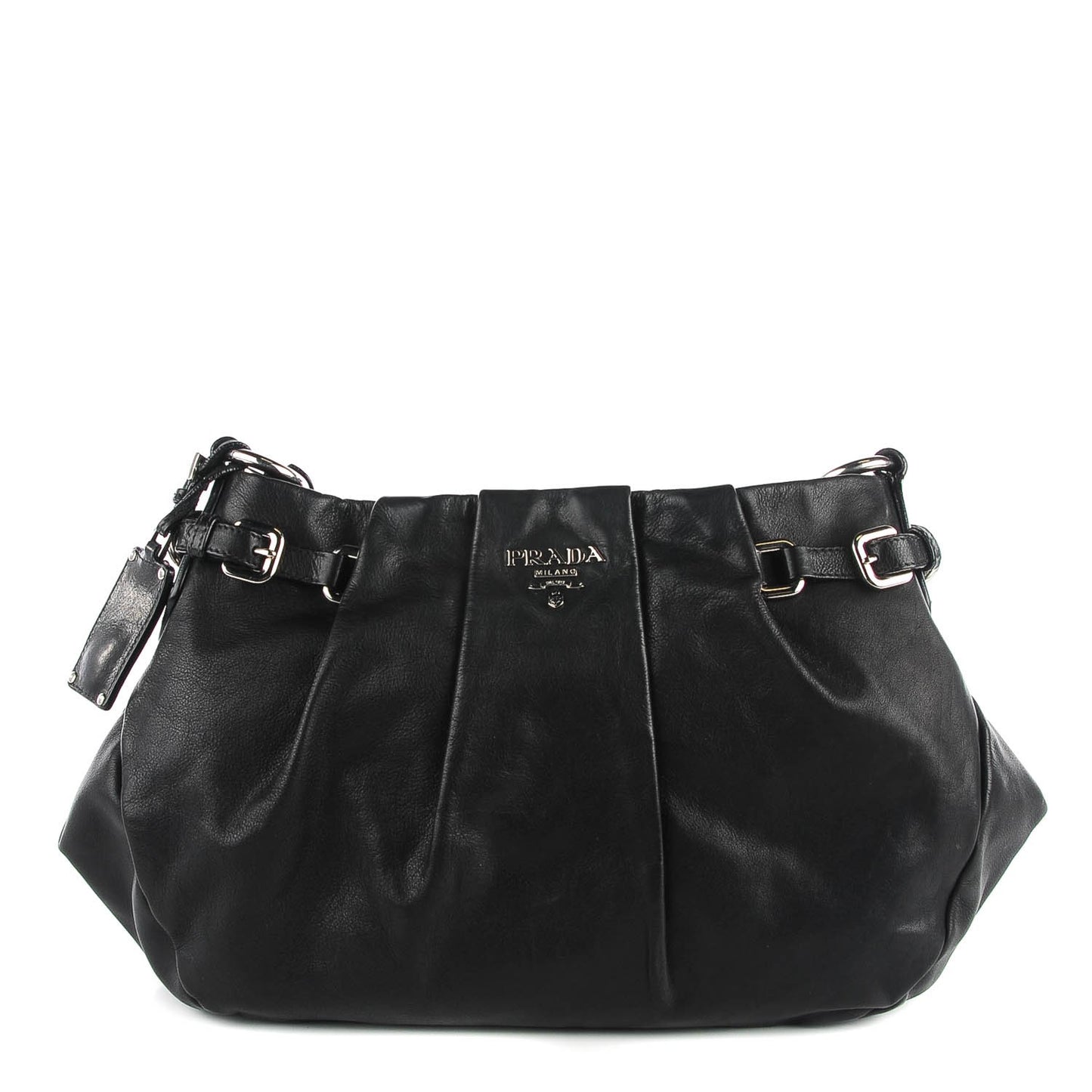 Soft Calf Pleated Hobo Nero Black