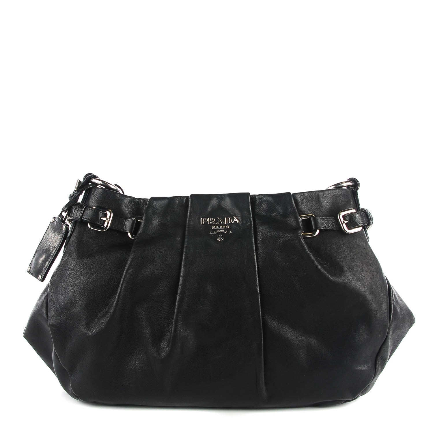 Prada Soft Calf Pleated Hobo Nero Black 1 of 10