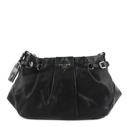 Prada Soft Calf Pleated Hobo Nero Black 1 of 10