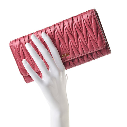 Miu Miu Nappa Matelasse Flap Wallet Peonia 2 of 10