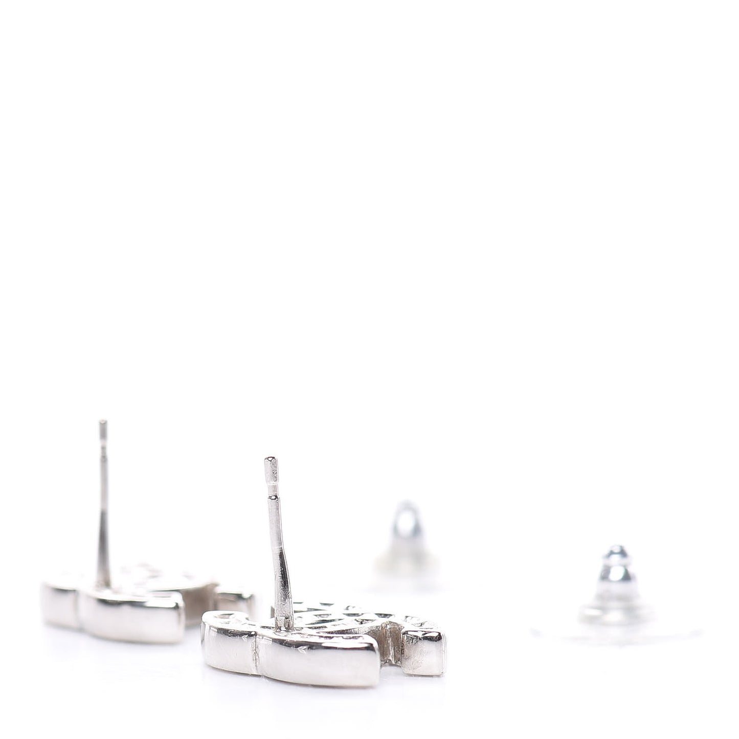 Baguette Crystal CC Earrings Silver