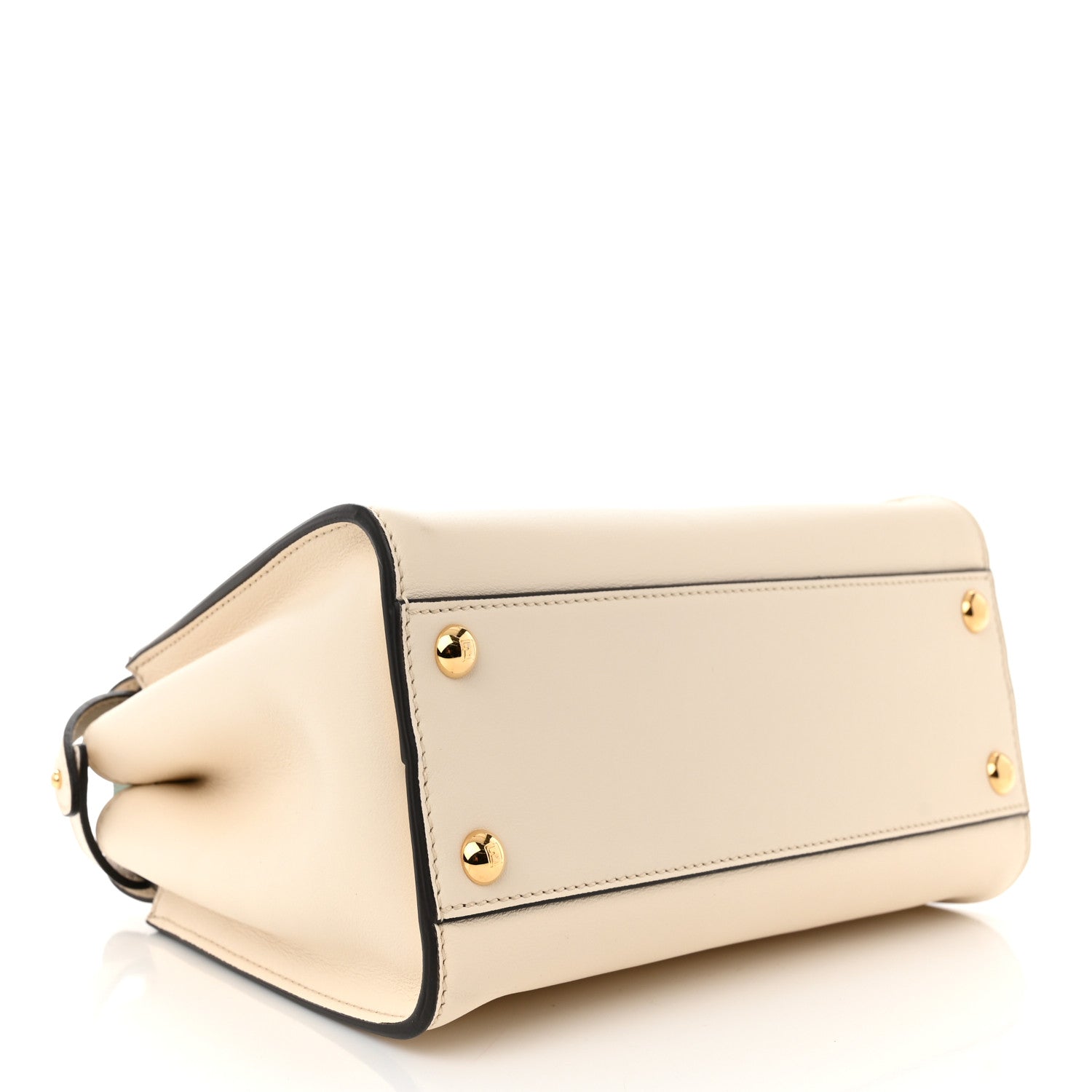 Fendi Vitello Seta Suede FF Mini Peekaboo Iconic Satchel Uovo Sigaro Marrone 4 of 10