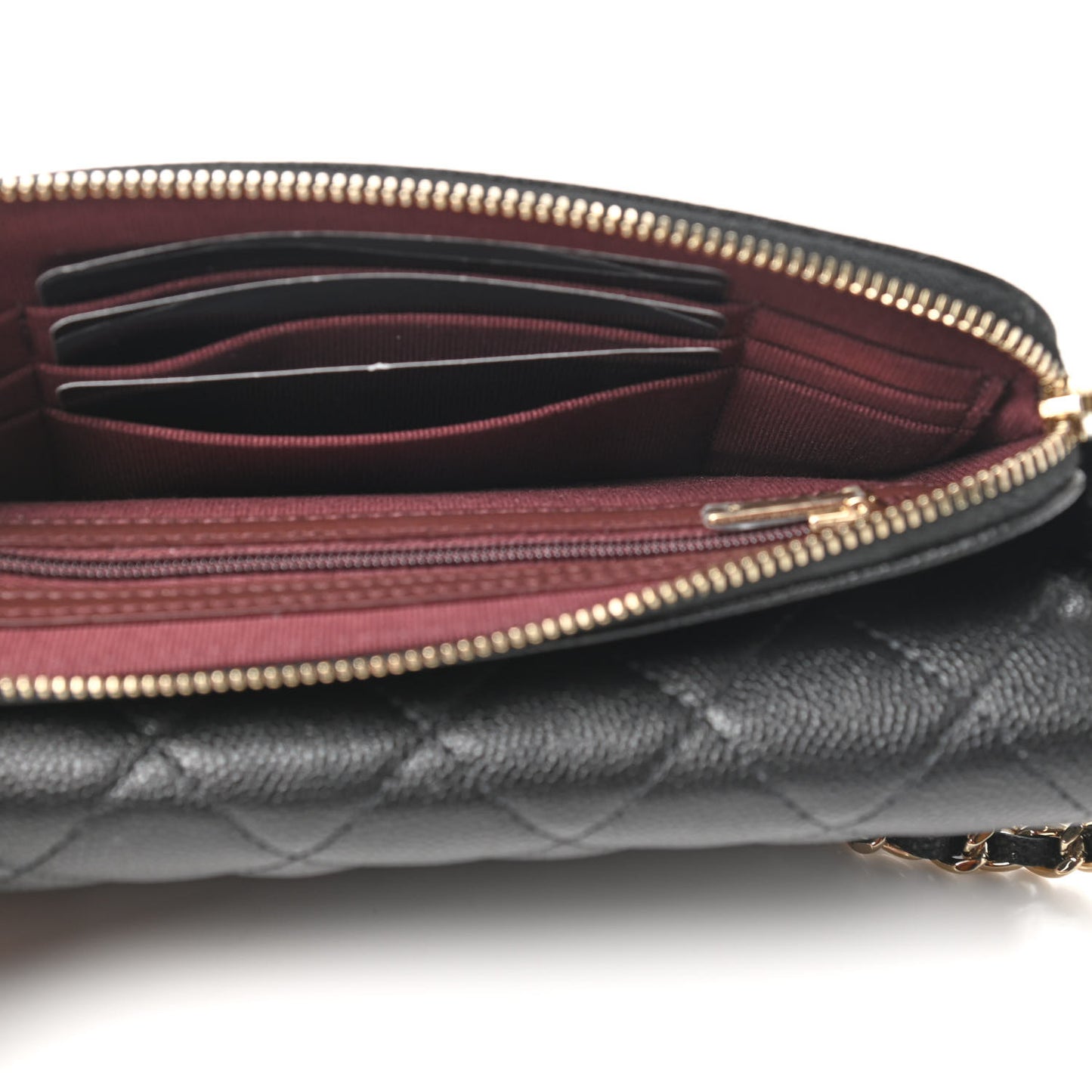 Caviar Quilted Flap Phone Holder With Chain Black