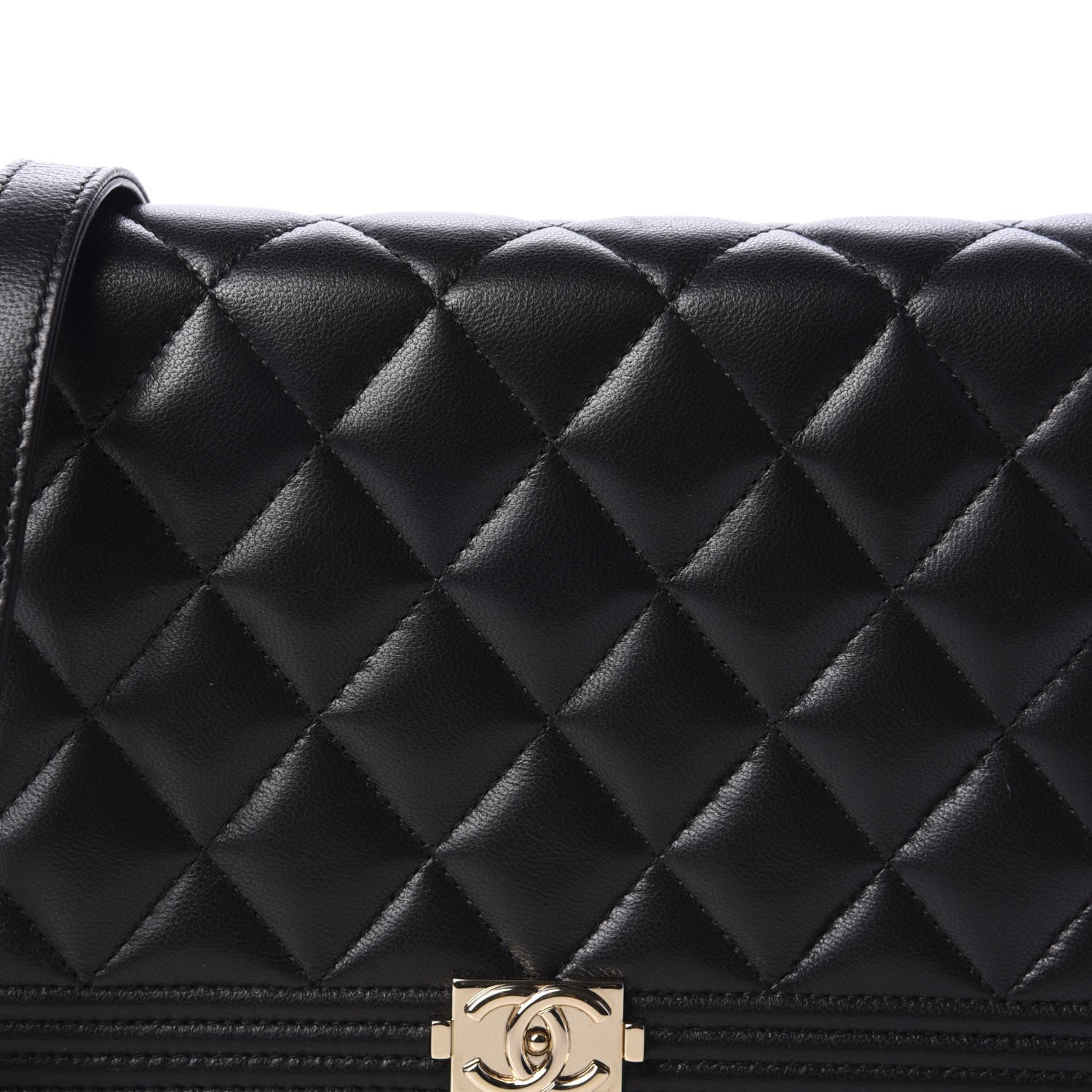 Chanel Lambskin Quilted Boy Wallet On Chain WOC Black 10 of 11