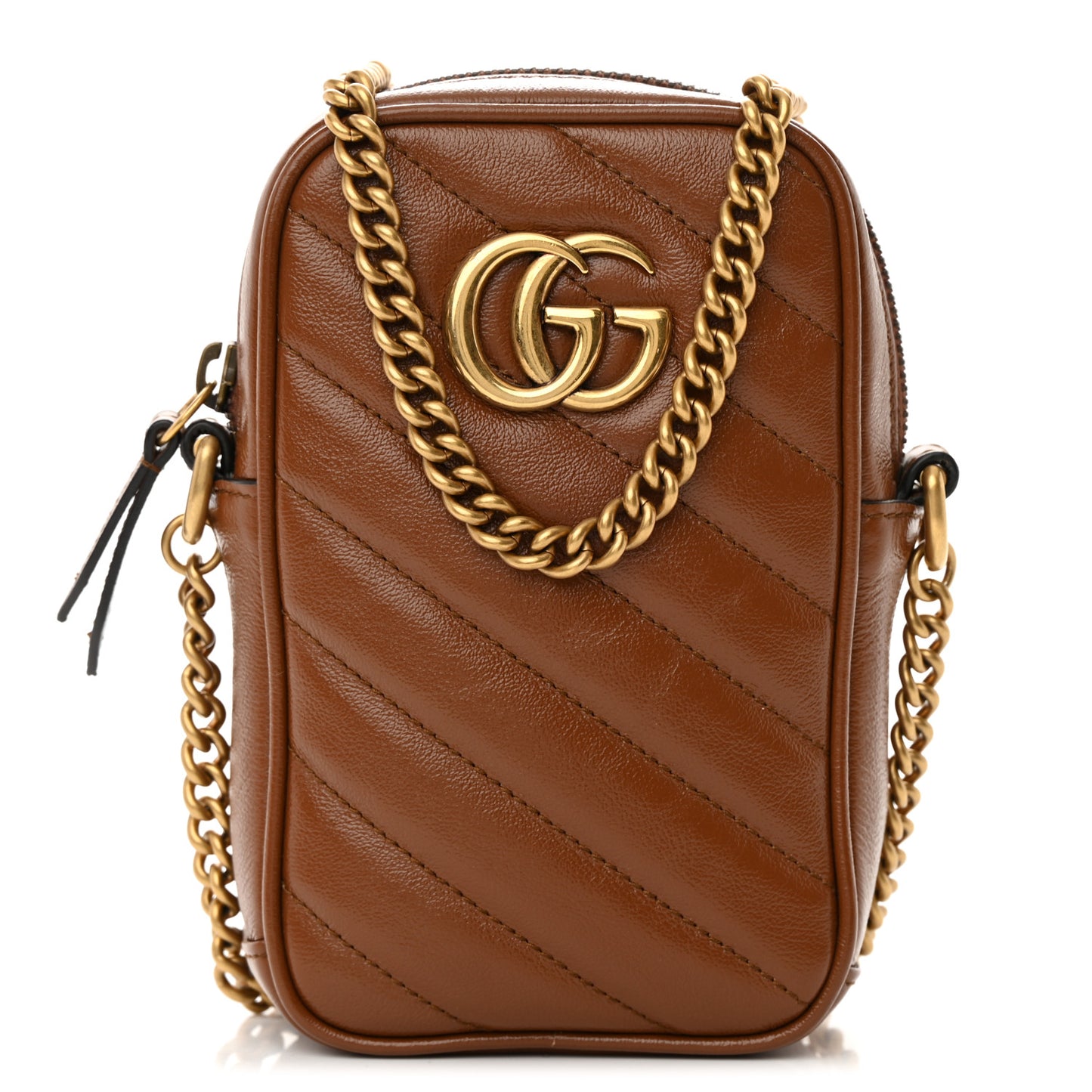 Azalea Calfskin Matelasse Diagonal Mini GG Marmont Crossbody Bag Cuir