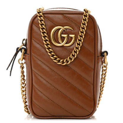 Gucci Azalea Calfskin Matelasse Diagonal Mini GG Marmont Crossbody Bag Cuir 1 of 11