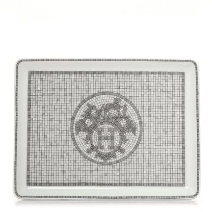 Hermes Porcelain Mosaique Au 24 Sushi Plate Platine 1 of 8